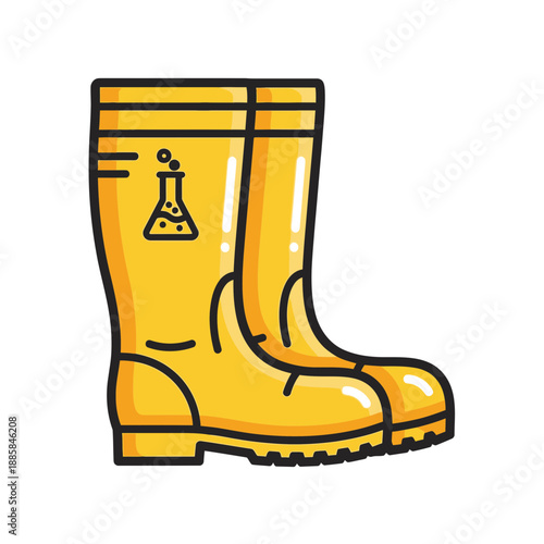 Rubber Safety Gumboots for Chemical Handling Vector Icon for Industrial Footwear Protection