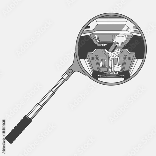Security Search Mirror for Under Vehicle Inspection Vector Art for Checkpoint Safety Tools