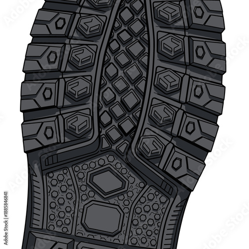 Slip Resistant Safety Shoe Sole Pattern Vector Texture for Industrial Footwear Grip Design