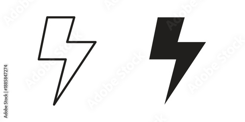 Lightning bolt icon elements. A modern flat and line icons set