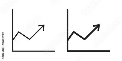 Line chart icon elements. A modern flat and line icons set