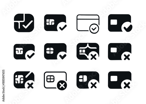Debt Payment Icon Set. Paying off debts and credit obligations. Icon set. Set Logo of Paying off debts and credit obligations: credit card chip. harmonious