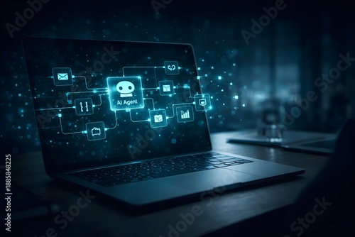 AI agent data tools and workflow automation concept with businessman using digital tablet and stylus interacting with intelligent process interface for artificial intelligence development, integration