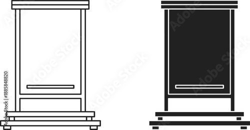 Podium Silhouette Stand Platform Pedestal Stage Award Presentation Display Furniture Minimal Icon Symbol Black White Vector Illustration Design Object