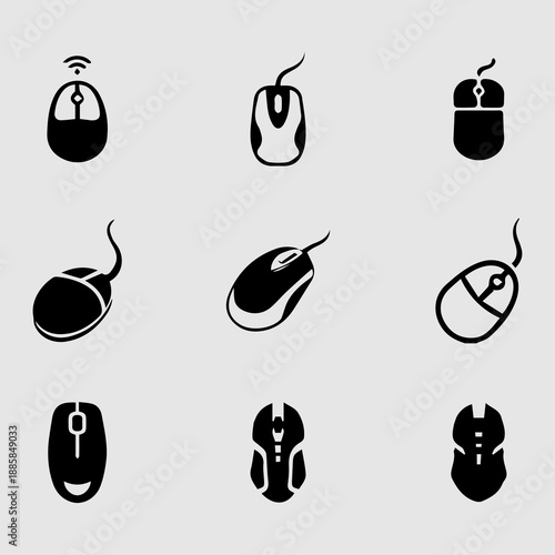 Computer mouse icon set Vector illustration