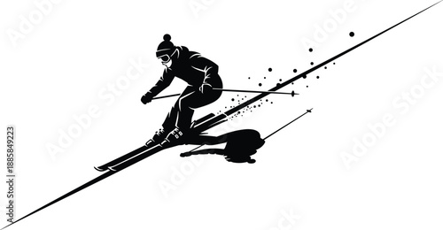 Skier Skiing Sport Winter Speed Motion Action Silhouette Athlete Snow Slope Adventure Extreme Dynamic Energy Freedom Movement Racing Alpine Outdoors