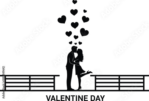 Valentine Love Couple Romance Kiss Heart Hearts Silhouette Romantic Passion Relationship Dating Hug Wedding Engagement Anniversary Vector Illustration Symbol Design