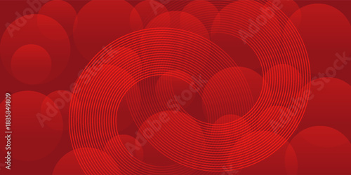 Collection of red concentric circles. Collection of radial sound wave or sonar rings. Pack of radar icon symbols, targets, dashed lines, halftones.
