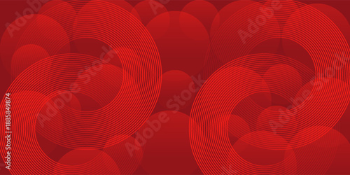 Collection of red concentric circles. Collection of radial sound wave or sonar rings. Pack of radar icon symbols, targets, dashed lines, halftones.