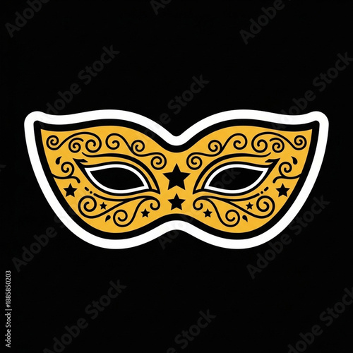 Elegant Carnival Mask Sticker Icon Masquerade Festival Decoration