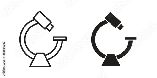 Microscope icon elements. A modern flat and line icons set
