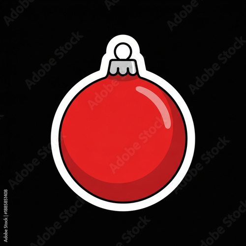 Red Christmas Ornament Sticker Icon Holiday Decoration Illustration