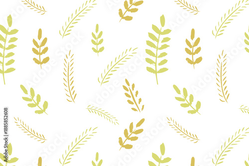 Hand drawn beige botanical seamless spring pattern, brush strokes