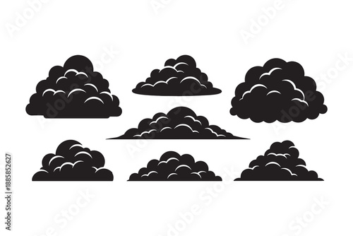 Black cloud silhouettes vector set