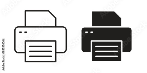 Print button icon elements. A modern flat and line icons set