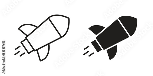 Rocket icon elements. A modern flat and line icons set