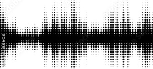 Vector retro grunge sound wave pattern. Audio equalizer halftone design with pulse effect
