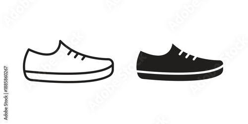 Sneaker icon elements. A modern flat and line icons set