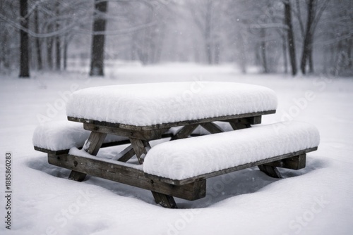 Wallpaper Mural Snow Covered Picnic Table in Winter Park Torontodigital.ca