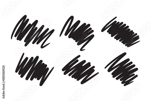 Hand drawn black marker scribbles set