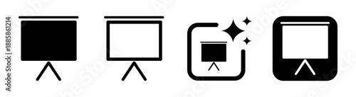Projector screen icon for symbolizing visual media presentations and streaming