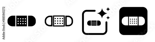 Medical plaster icon for first aid wound care and health apps