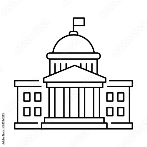 Official taxation department and fiscal administration icon with editable stroke.