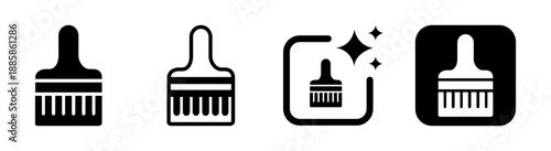 Wall paint brush icon black vector illustration with transparent PNG background