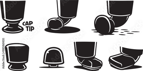 Black and white illustrations of cap tip positions