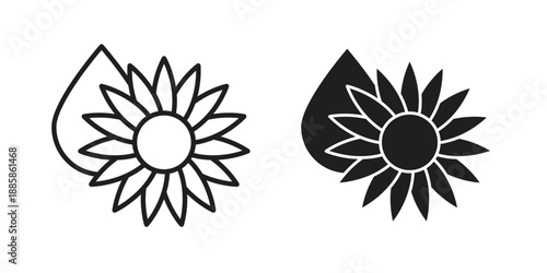 Sunflower oil icon elements. A modern flat and line icons set