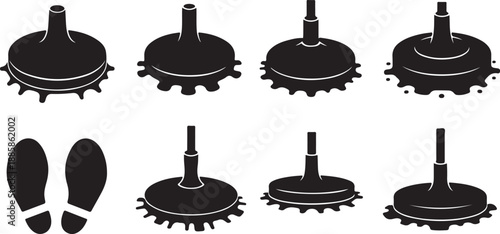 Black and white icons of turntable and vinyl records