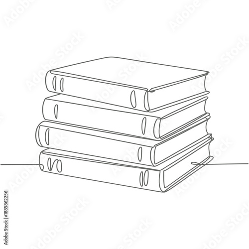 A simple line drawing depicting a stack of four closed books