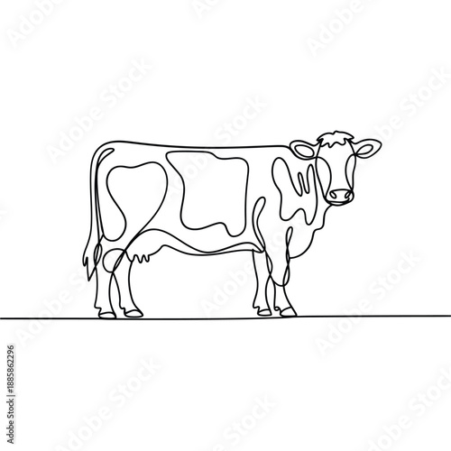 Minimalist Line Art Illustration Of A Cow In A Single Continuous Drawing
