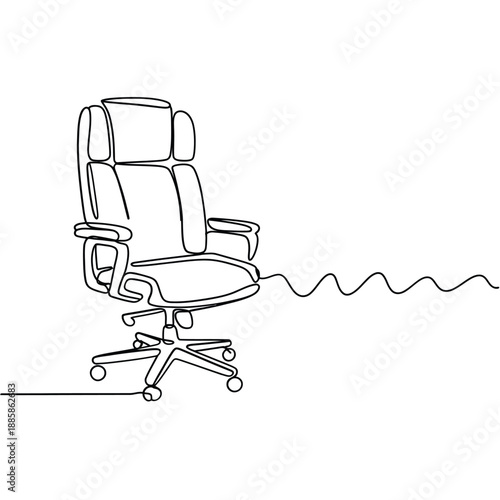 Simple line drawing of an office chair with a continuous single stroke