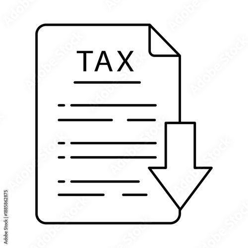 Downloadable tax form and accounting paperwork icon with editable stroke.