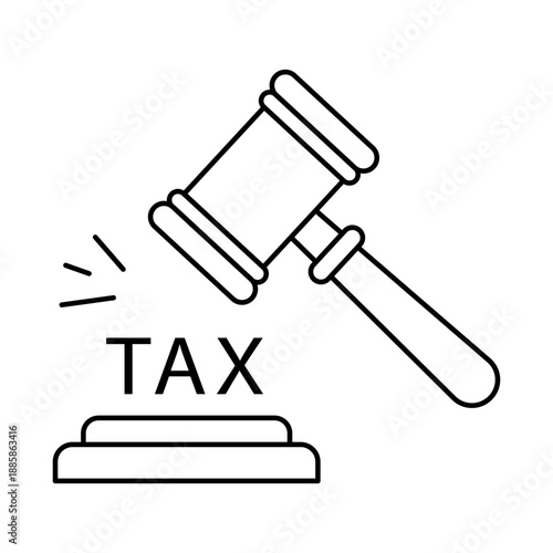 Judicial tax ruling and fiscal legal authority icon with editable stroke.