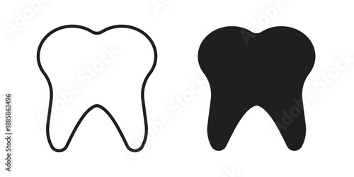 Tooth icon elements. A modern flat and line icons set