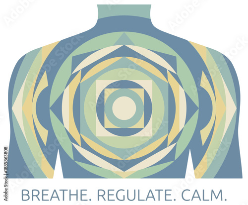 Balanced breathing and emotional regulation geometric wellness concept.