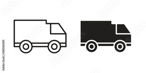 Truck icon elements. A modern flat and line icons set