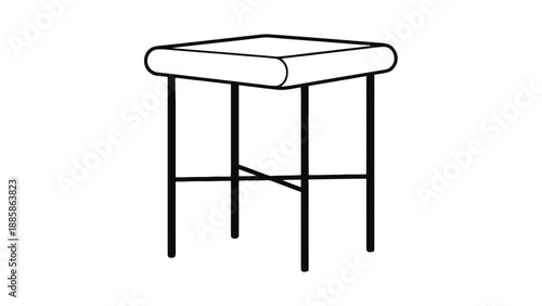 Vector illustration of a modern square-top bar stool on transparent background