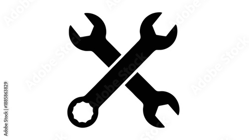 Vector illustration of crossed wrenches, for repair and service, on transparent background