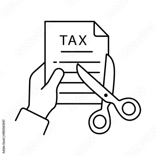 Cutting tax expenses and lowering fiscal burden icon with editable stroke.