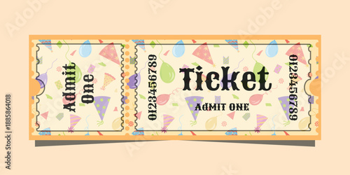 Holiday Event Ticket, Admit Voucher. Season Ticket Stub, Festival Pass. Decorative Holiday Ticket