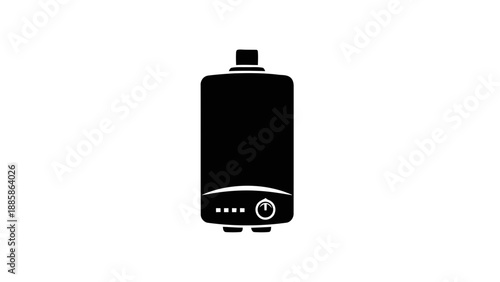 Vector illustration of a compact domestic water heater, efficient heating concept, on transparent background