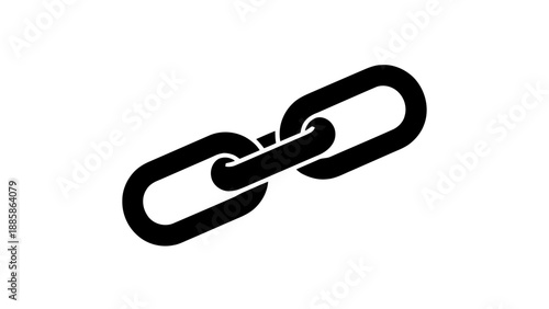 Vector illustration of a black hyperlink chain link icon, on transparent background