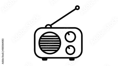 Vector illustration of a classic portable radio receiver, simple icon on transparent background