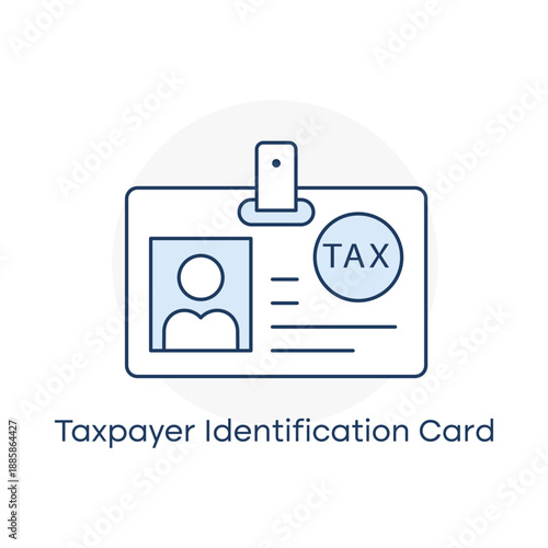 Taxpayer identification card and registered taxpayer profile icon with editable stroke.