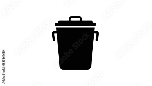 Vector illustration of a classic garbage can silhouette, on transparent background, for waste disposal graphics