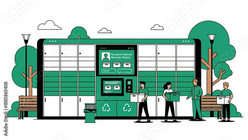 Smart Outdoor Parcel Lockers Offering Seamless Package Drop-off and Collection Services in Public Urban Spaces, Modernizing Last-Mile Logistics