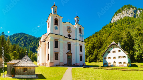 Принти на полотні Maria Kirchental sanctuary on a sunny summer day at Sankt Martin bei Lofer, Zell